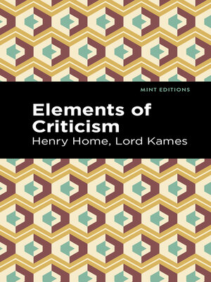 cover image of Elements of Criticism